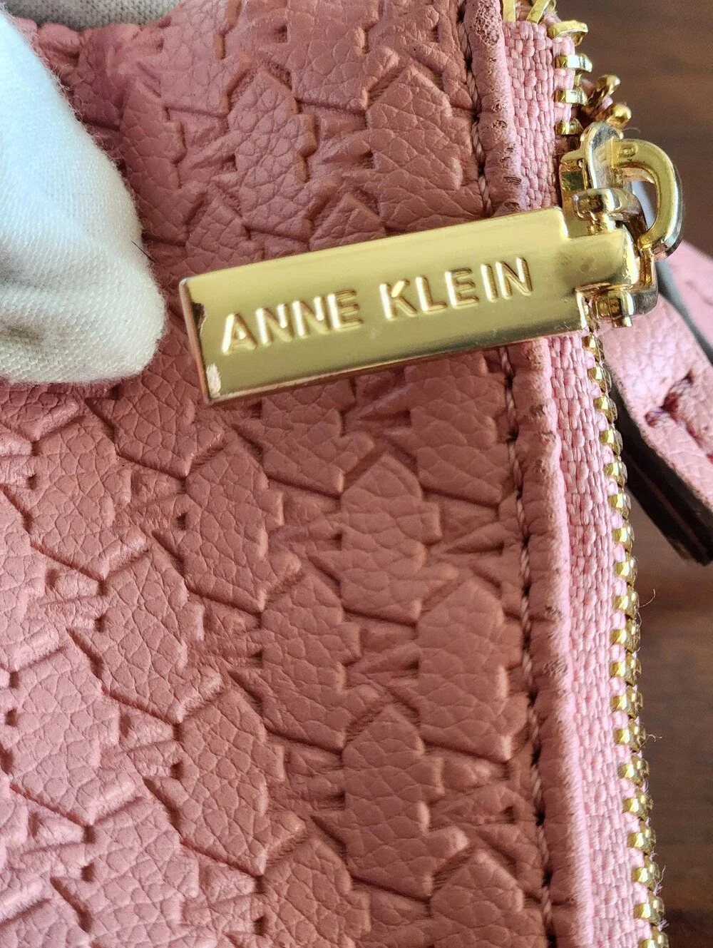 Anne Klein Pink Monogram Wristlet Pouch Clutch